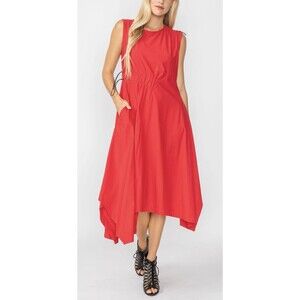 NWT IC Collection XL Red Side Cord Drawstring Assymetrical Dress  w/Jacket